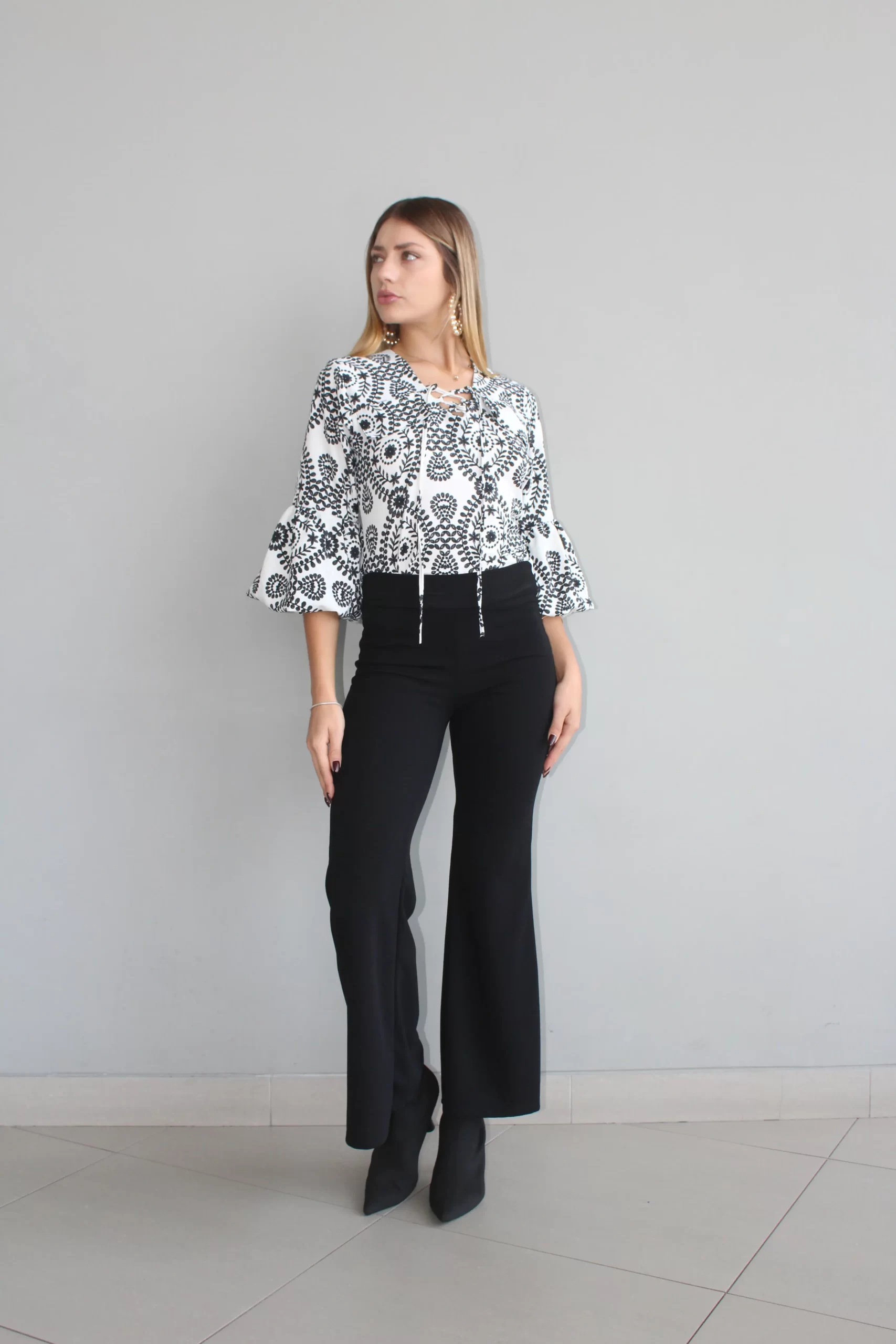 Blusa Manga bombacha Grecia Negra - Imagen 3