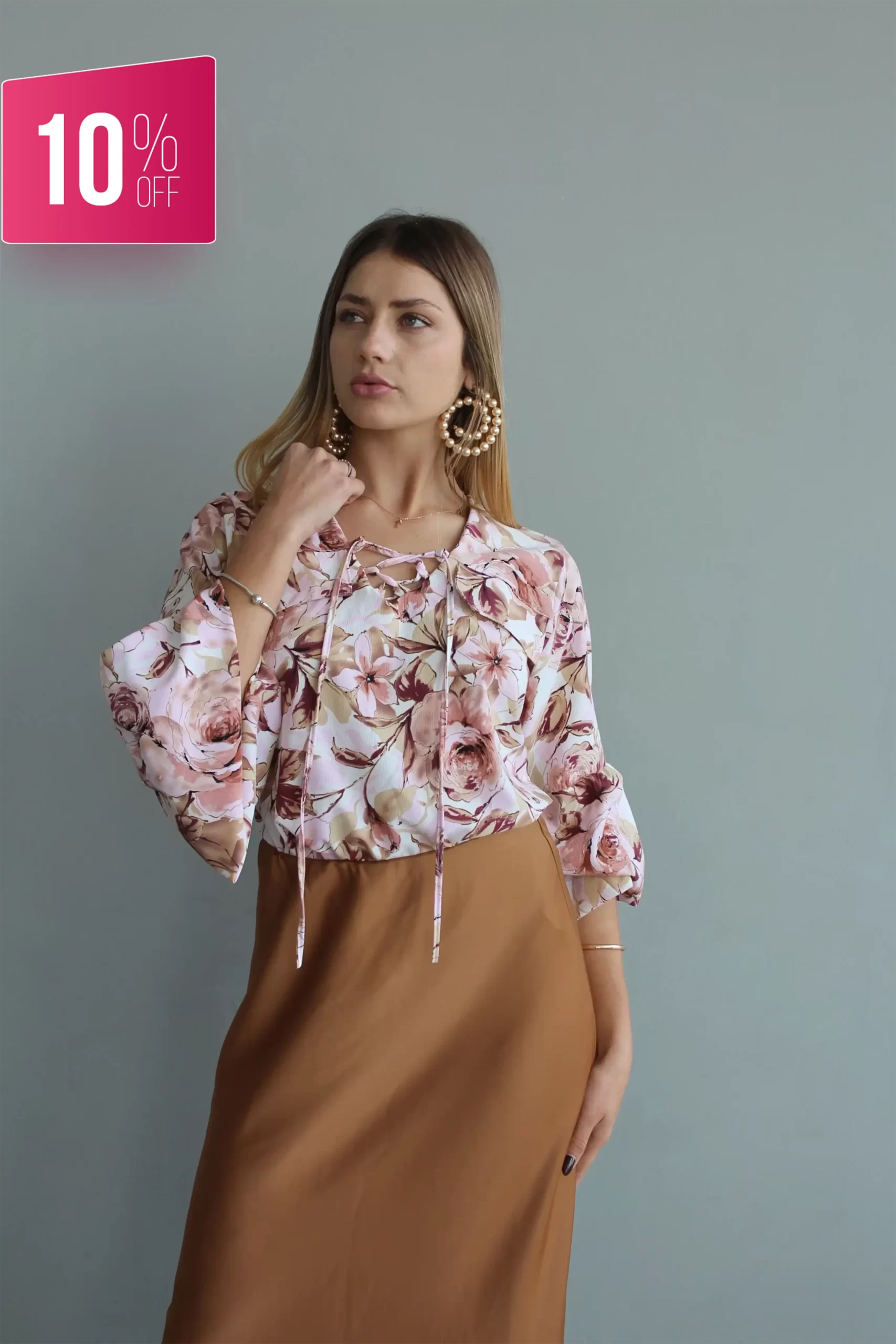 Blusa Manga bombacha estampado de floral