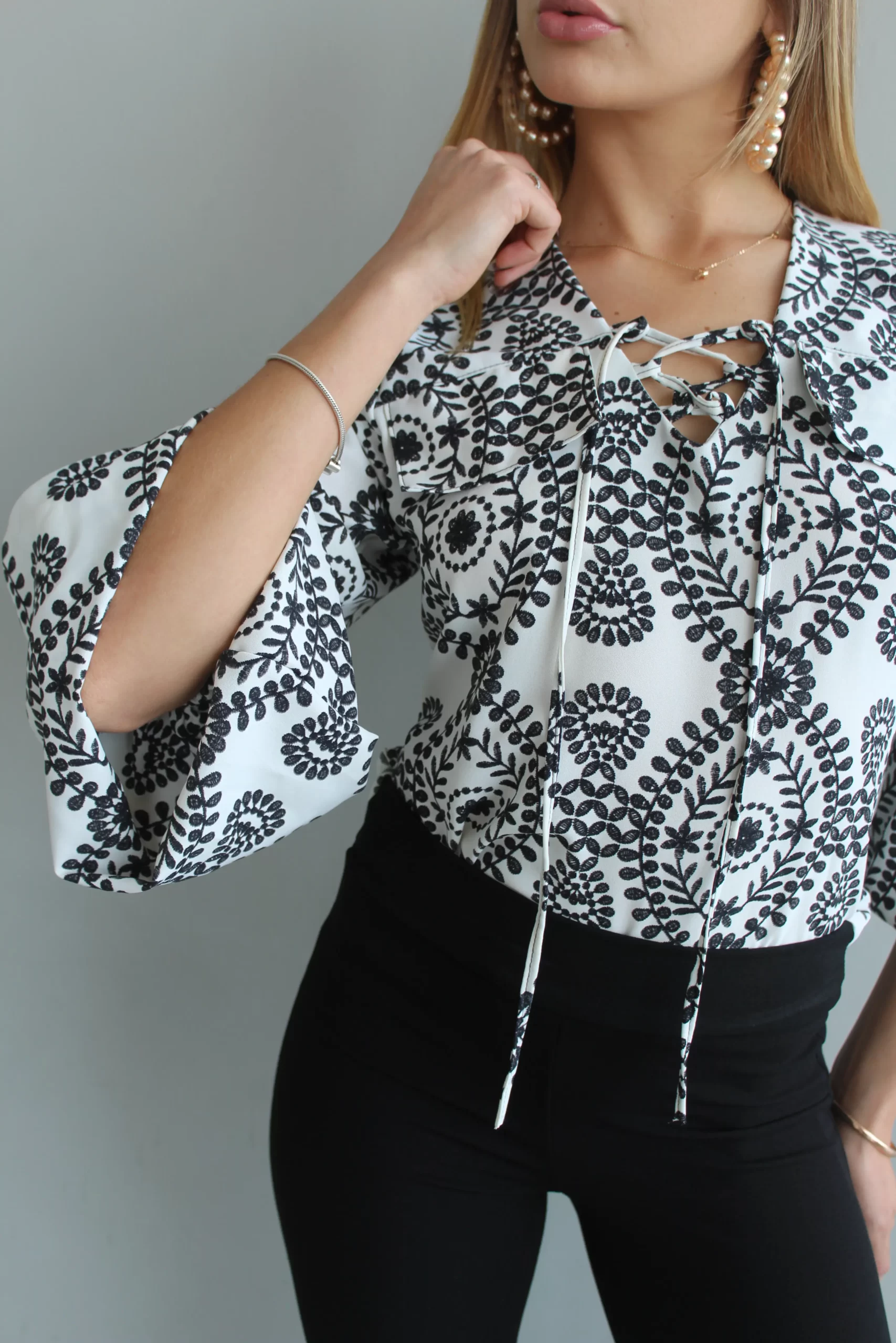 Blusa Manga bombacha Grecia Negra - Imagen 6